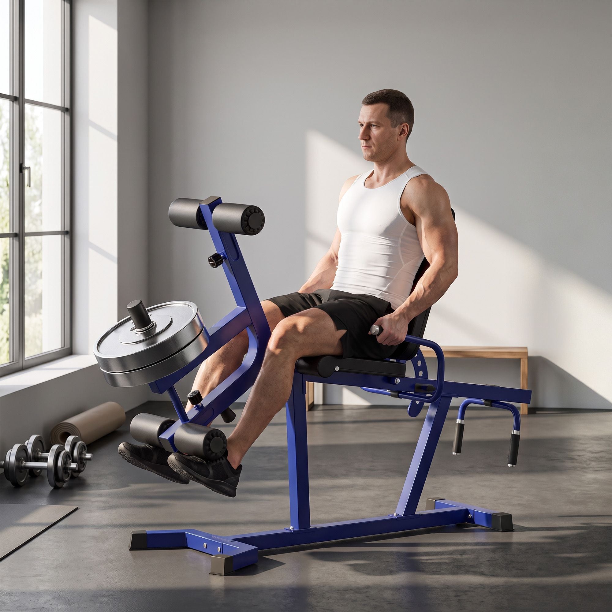 3-in-1 Leg Extension and Curl Machine, 660LBS Heavy Duty Adjustable Weight Bench with Leg Developer, Dark Blue Secondary image