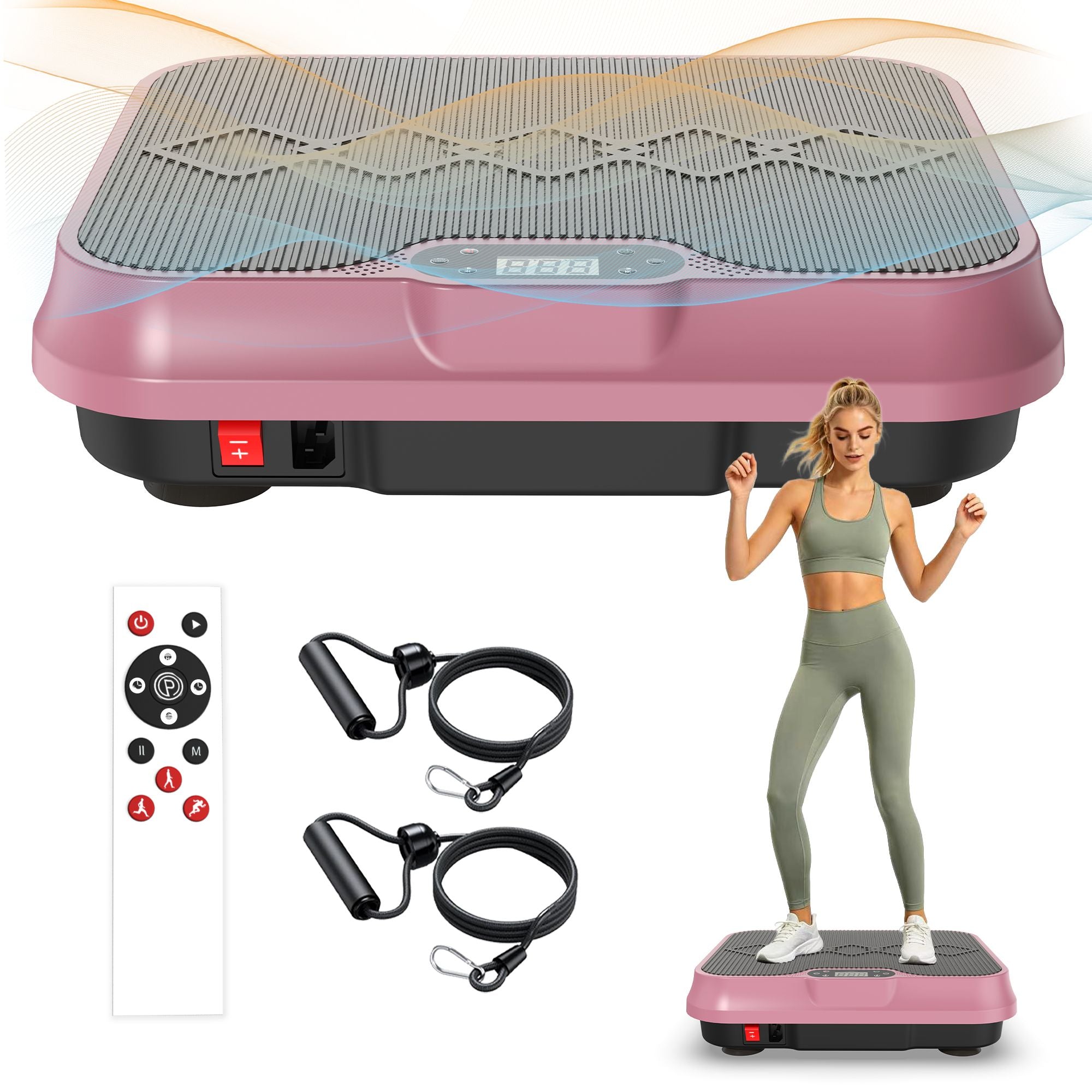 Vibration Plate Exercise Machine, Whole Body Workout Platform with Remote Control, Resistance Bands, Vibration Platform for Home Gym Secondary image