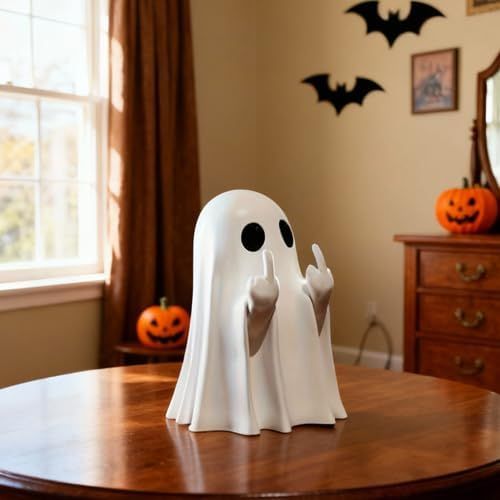 Halloween Ghost Figurine, Spooky Resin Ghost Statue, Cute Ghost Halloween Decoration for Home and Office Desktop Decor Display Ornaments Secondary image