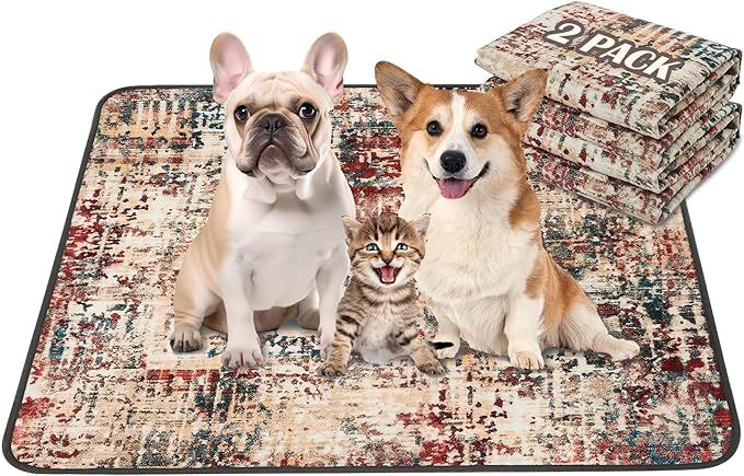 Qeils Washable Pee Pads for Dogs, 2 Pack Reusable Puppy Pads 18"x24" Super Absorbent Leakproof Dog Training Pads, Non-Slip Potty Pads for Floor, Crate,Couch, Whelping Pads Litter Mat Puppy Supplies Secondary image