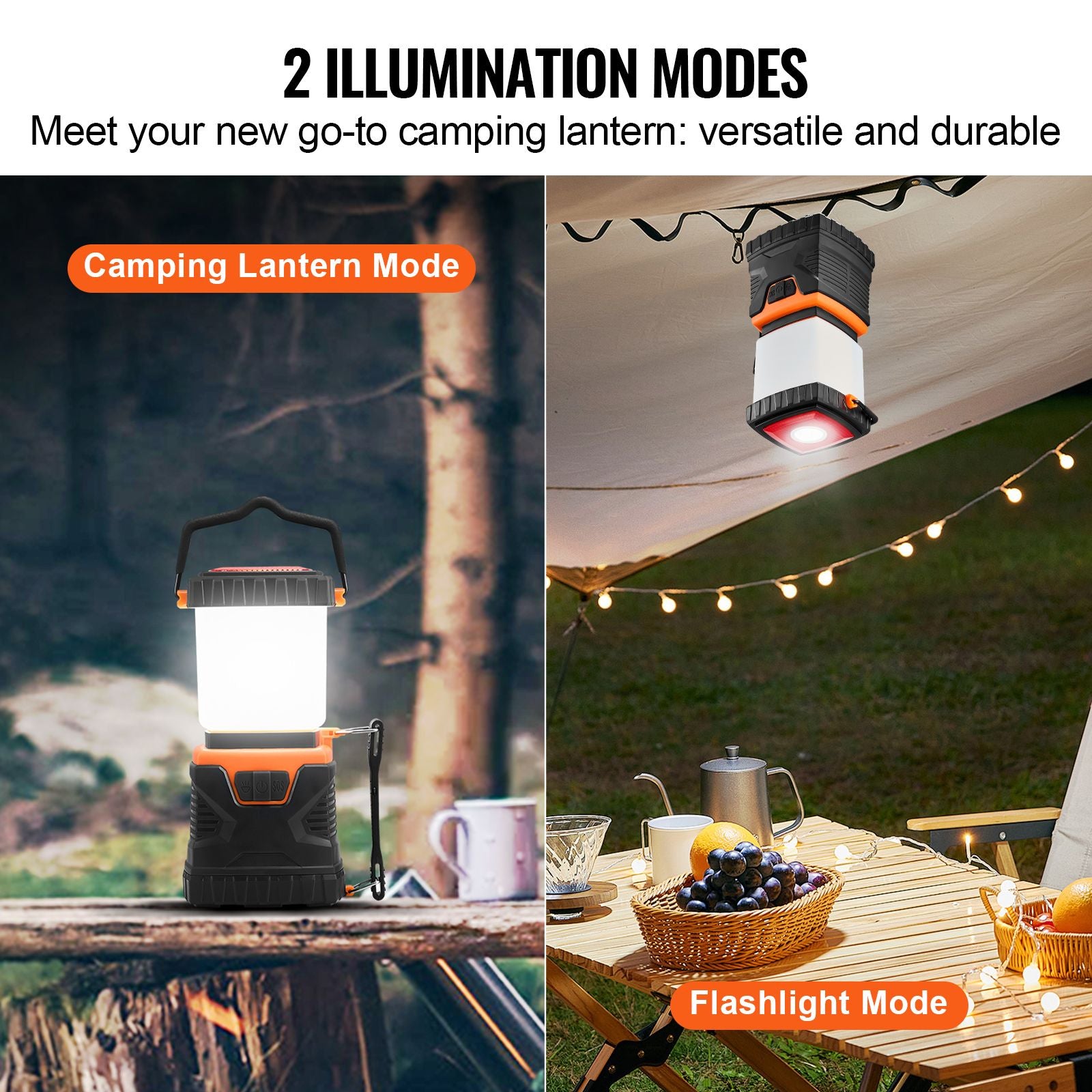 LED Camping Lantern, All-in-one, 1000LM, 360° Illumination, 4 Lighting Modes, Battery Powered Light, Outdoor Robust Flashlight, Built to Last Light, Ideal for Hiking Fishing Outages Repairs Secondary image
