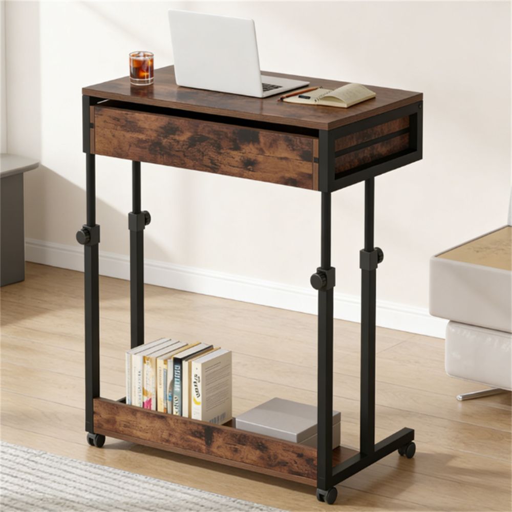Adjustable height desk, computer desk, office desk, mobile side desk, portable desk with drawers, Secondary image