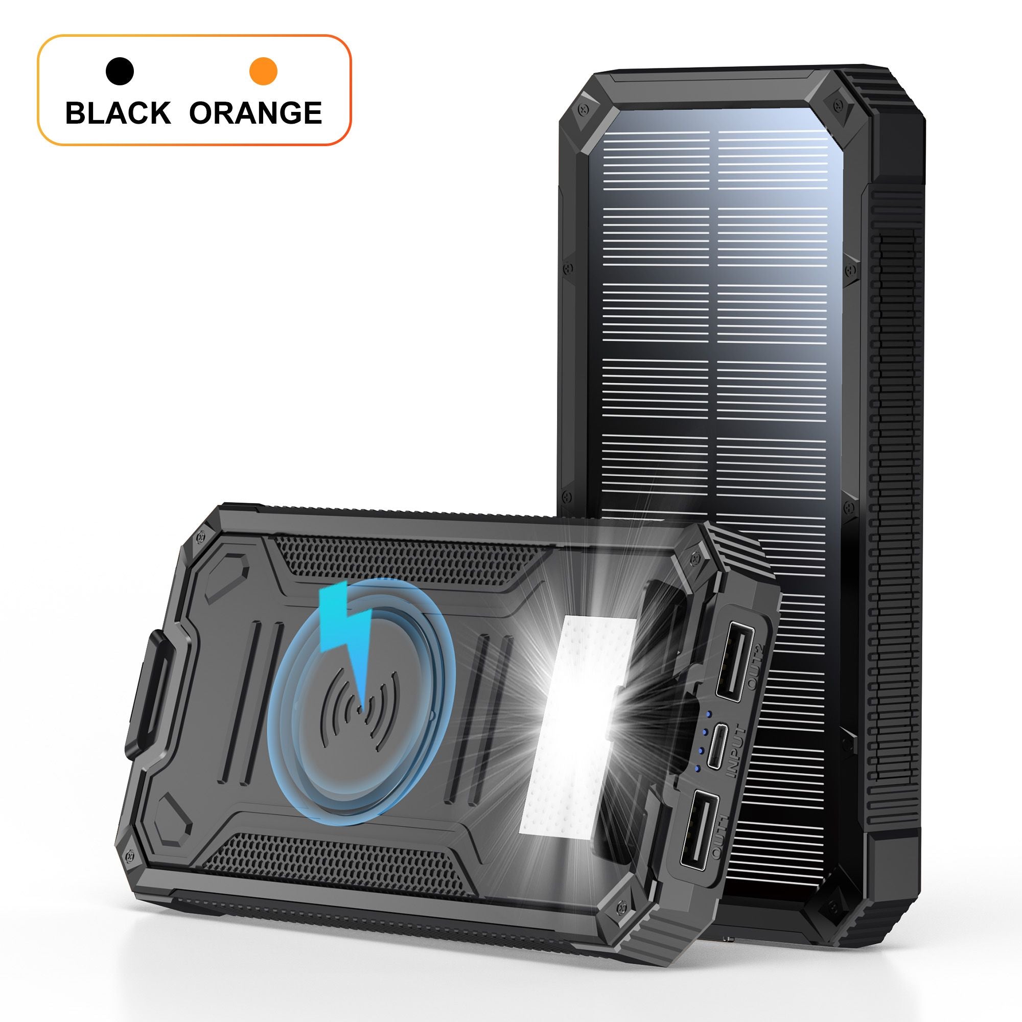 20000mAh Portable Solar Power Bank, Outdoor External Battery Charger ,2 USB Ports&1 USB-C, Built-in Bright Flashlight, EDC Gear Camping Gadgets for Phone,&Android Phones Secondary image