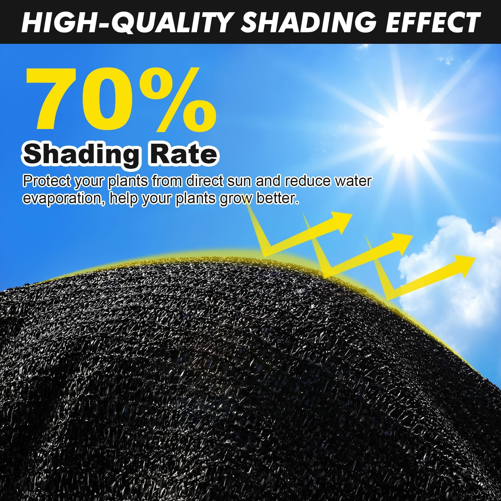 70% Black Garden Shade Cloth Roll for Plants, 6.5'X10' Secondary image