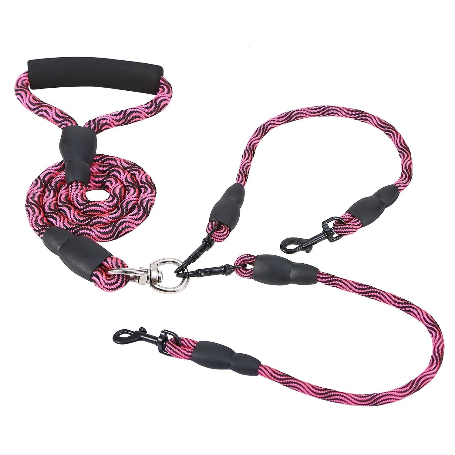 Double Dogs Leash No-Tangle Dogs Lead Reflective Dogs Walking Leash w/ Swivel Coupler Padded Handle Secondary image