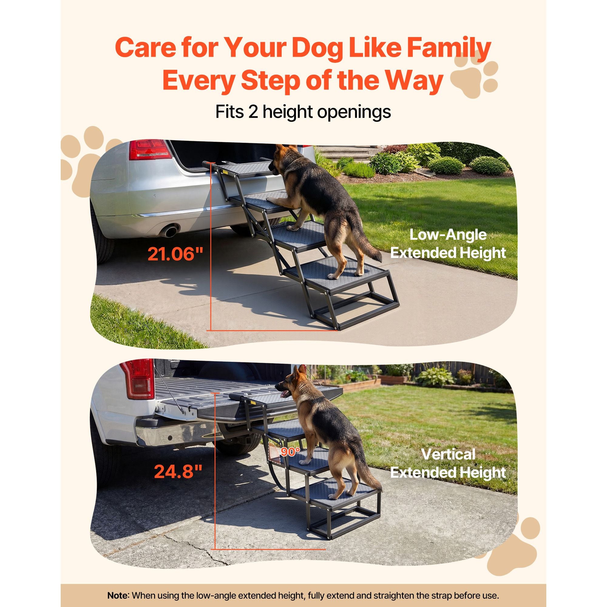 Dog Stairs for Car, 4 Steps Extra Wide Foldable Dog Ramp for Large Dogs with Non-Slip Surface, Portable Lightweight Pet Stairs Ladder for Car, SUV, Truck, High Bed, Sofa, Support up to 400 lbs Secondary image