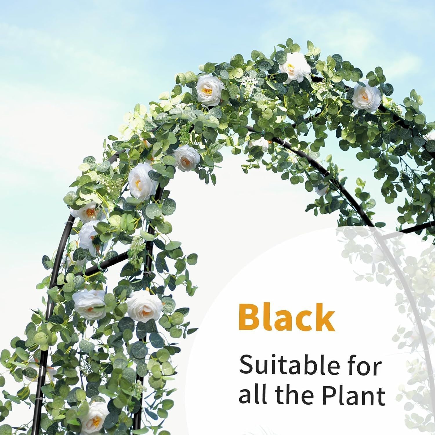 78"H x 45"W Metal Garden Arch Trellis; Adjustable Arbor Trellis for Garden Climbing Plants Support or Wedding Decor,Black Secondary image